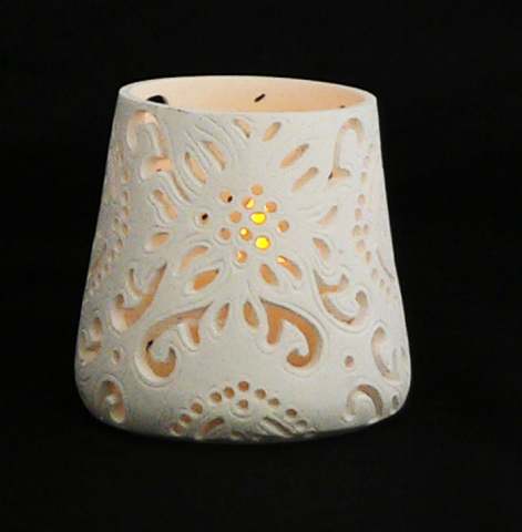 White Pattern Resin Tea Light Holder - Paris Fleur Design